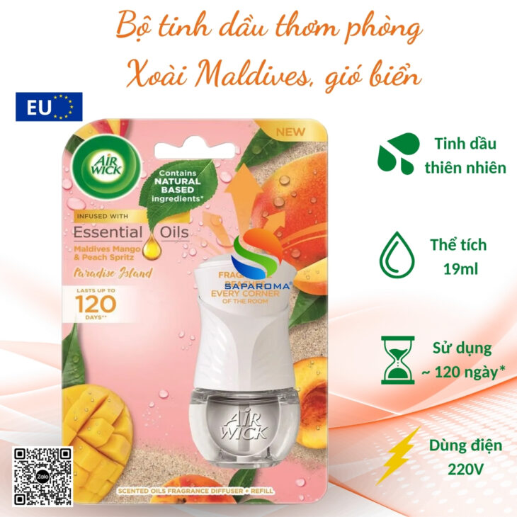 Bộ tinh dầu thơm phòng Air Wick 19ml, hỗ trợ khử mùi, thư giãn, giảm stress, nhập khẩu chính hãng