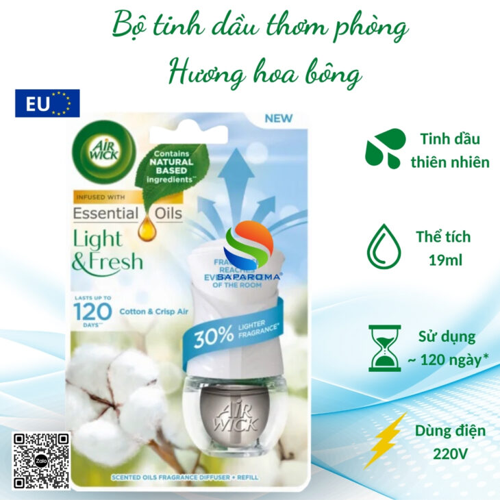 Bộ tinh dầu thơm phòng Air Wick 19ml, hỗ trợ khử mùi, thư giãn, giảm stress, nhập khẩu chính hãng