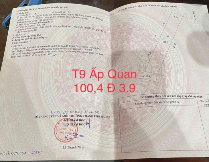 CC BÁN GẤP 100M TT QUANG MINH,GIÁ 3X,RẺ NHẤT KHU VỰC,ĐƯỜNG THÔNG,RỘNG