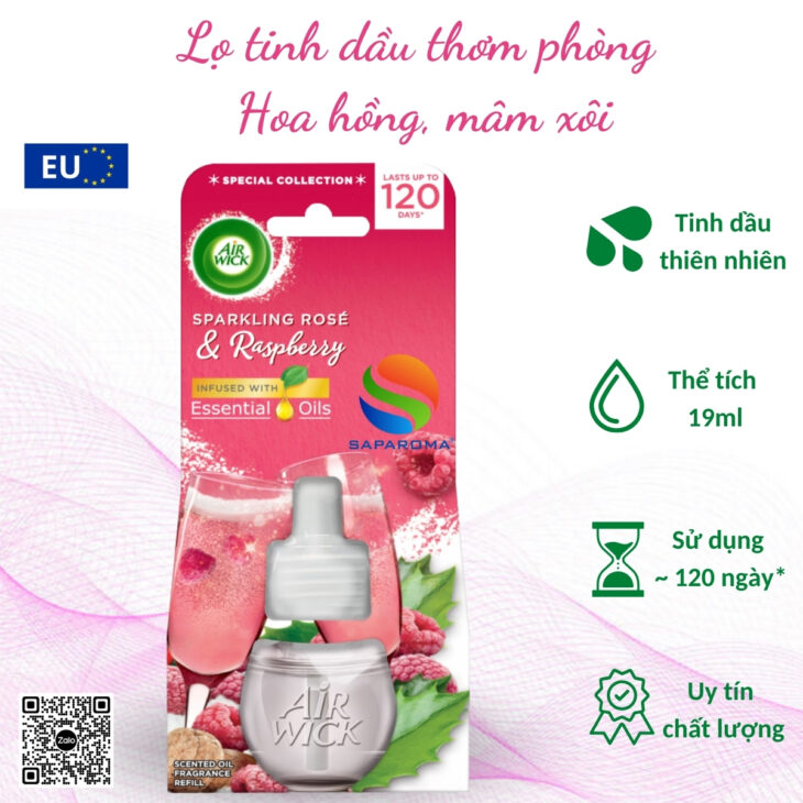 Lọ tinh dầu Air Wick 19ml, thơm phòng, hỗ trợ khử mùi, thư giãn, giảm stress, nhập khẩu chính hãng