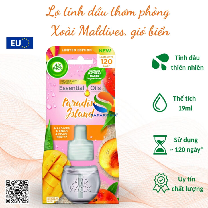 Lọ tinh dầu Air Wick 19ml, thơm phòng, hỗ trợ khử mùi, thư giãn, giảm stress, nhập khẩu chính hãng