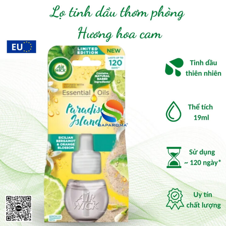 Lọ tinh dầu Air Wick 19ml, thơm phòng, hỗ trợ khử mùi, thư giãn, giảm stress, nhập khẩu chính hãng