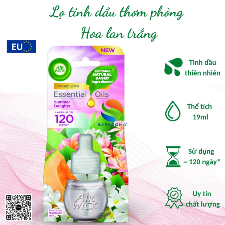 Lọ tinh dầu Air Wick 19ml, thơm phòng, hỗ trợ khử mùi, thư giãn, giảm stress, nhập khẩu chính hãng