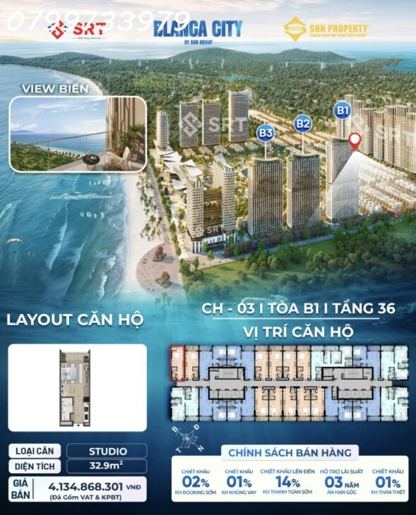 Căn hộ Blanca City Vũng Tàu, chỉ 700 triệu nhận nhà full nội thất 0799733979