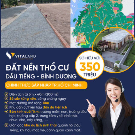 Đất nền phân lô Dầu Tiếng, Bình Dương chỉ 250 triệu, 200m2, sổ sẵn từng nền