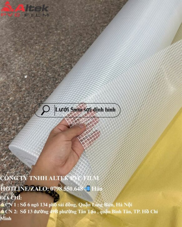 Màng Nhựa Pvc Ô lưới 5mm Sợi Polyester