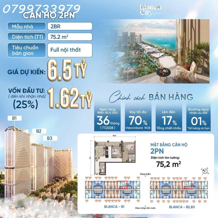 Căn hộ 5 sao biển Vũng Tàu, chỉ 700 triệu nhận nhà full nội thất 0799733979