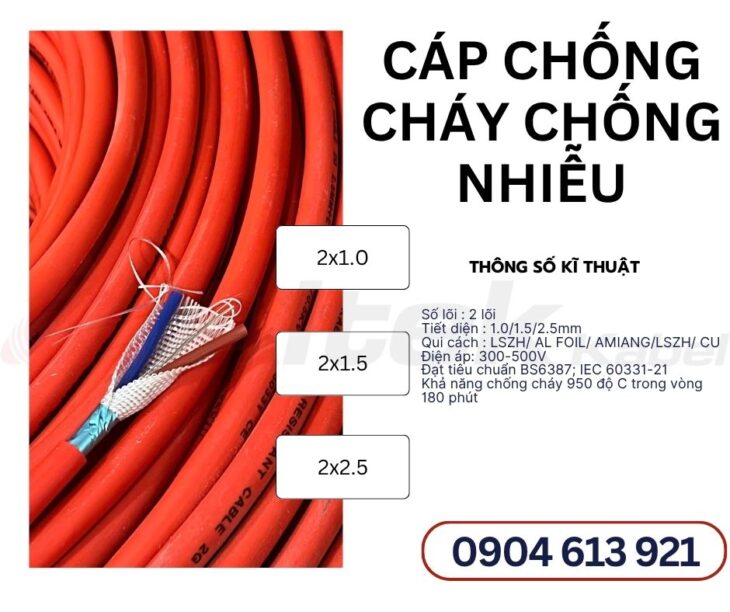 Cáp tín hiệu báo cháy chống cháy 2×1.5mm2 Altek Kabel