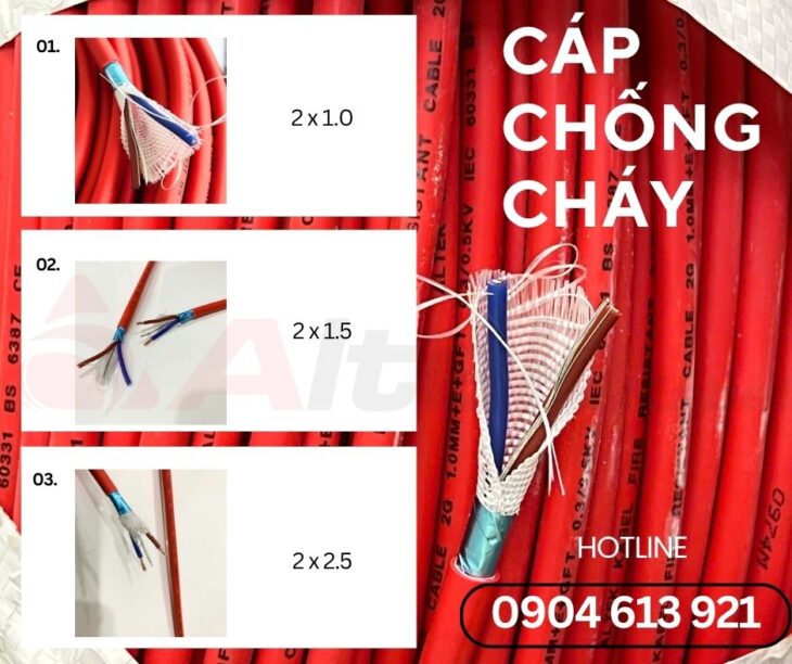 Cáp tín hiệu báo cháy chống cháy 2×1.5mm2 Altek Kabel