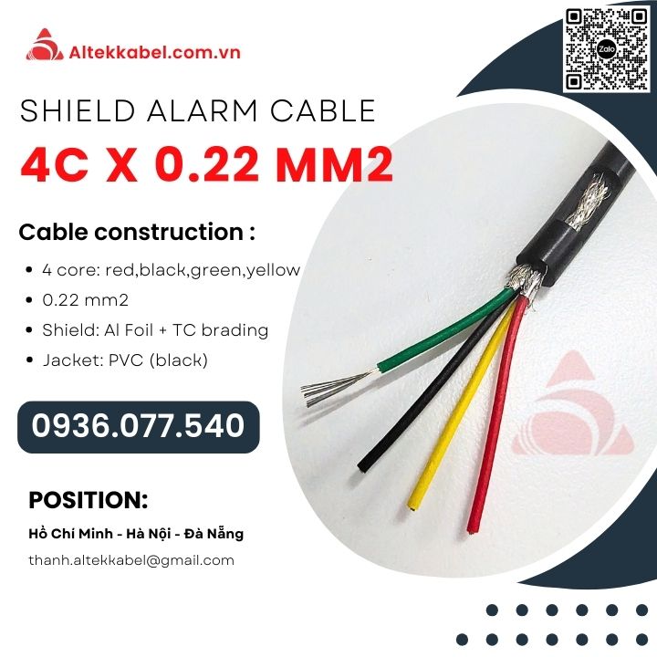Cáp tín hiệu chống nhiễu Altek Kabel 4C x 0.22 MM2 – CTH 4×0.22 mm2