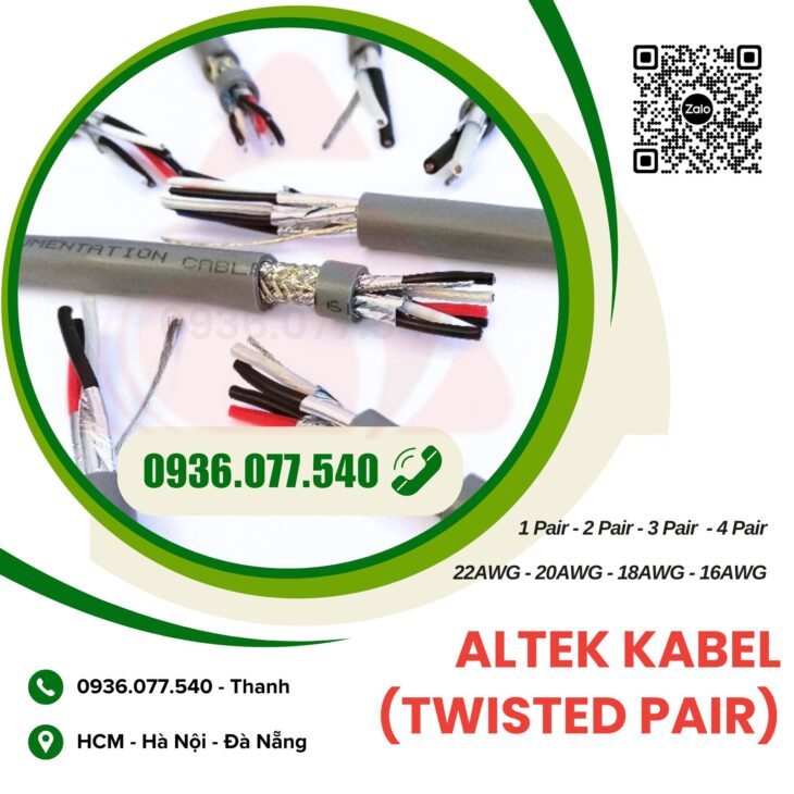 Cáp tín hiệu vặn xoắn chống nhiễu Altek Kabel 1P18AWG – 1 Pair 18 AWG