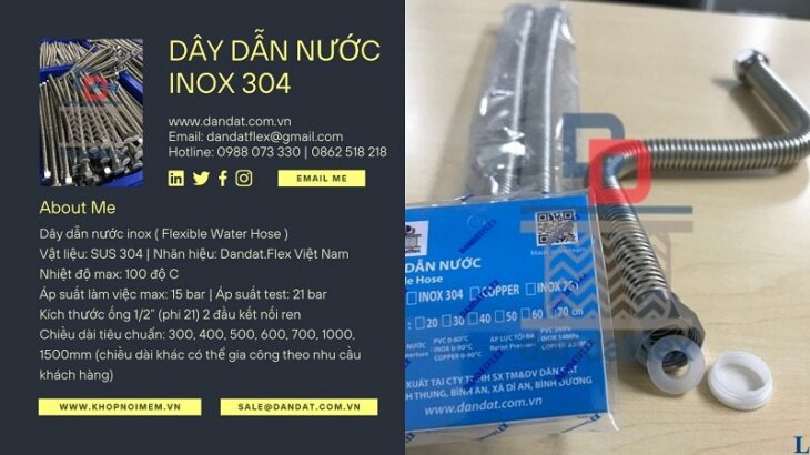 Dây Cấp Nước Inox lắp cho thiết bị nhà tắm, như bồn cầu, bồn rửa chén, vòi rửa bát, bình nóng lạnh