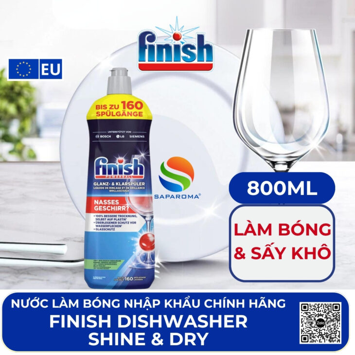 Chất trợ rửa chuyên dụng cho máy rửa bát Finish (Muối, Bóng, Vệ sinh máy) – hàng chính hãng EU