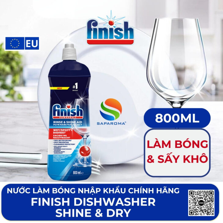 Chất trợ rửa chuyên dụng cho máy rửa bát Finish (Muối, Bóng, Vệ sinh máy) – hàng chính hãng EU