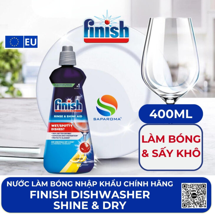 Chất trợ rửa chuyên dụng cho máy rửa bát Finish (Muối, Bóng, Vệ sinh máy) – hàng chính hãng EU