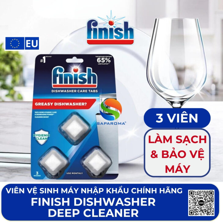 Chất trợ rửa chuyên dụng cho máy rửa bát Finish (Muối, Bóng, Vệ sinh máy) – hàng chính hãng EU