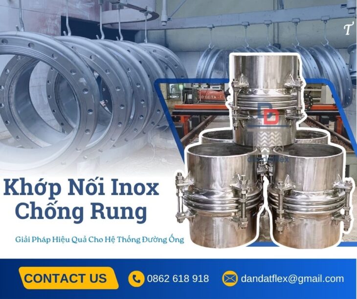 Khớp nối co giãn chịu áp cao, khớp giãn nở inox nối bích, khớp nối chống rung inox chịu nhiệt