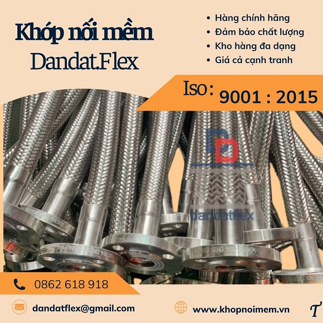 Khớp nối giảm rung inox, khớp nối mềm inox công nghiệp, khớp nối mềm bọc inox dẫn hóa chất