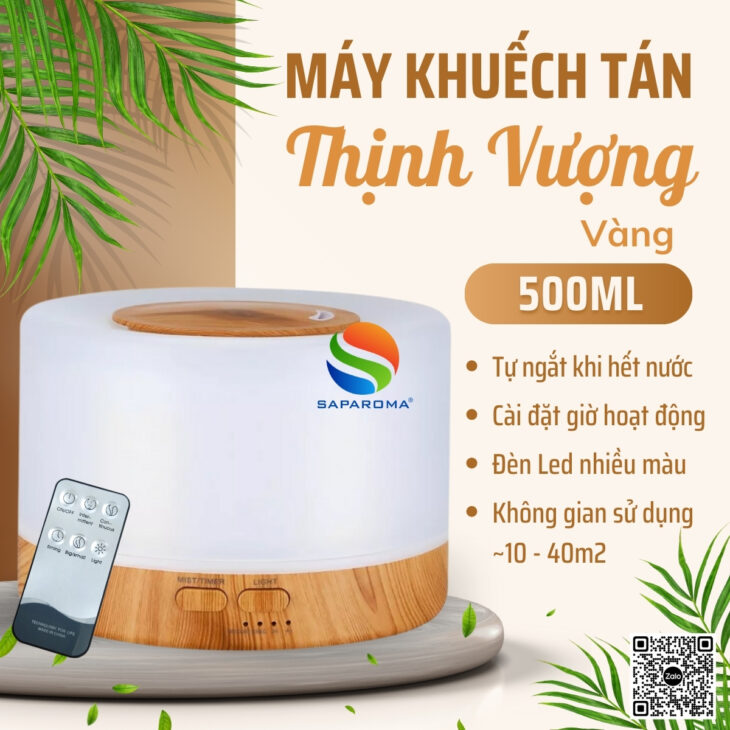 Máy khuếch tán tinh dầu phun sương SAPAROMA,đèn Led 7 màu kèm điều khiển, thơm phòng, hỗ trợ khử mùi