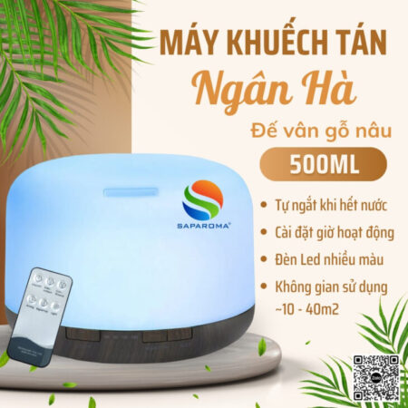 Máy khuếch tán tinh dầu phun sương SAPAROMA,đèn Led 7 màu kèm điều khiển, thơm phòng, hỗ trợ khử mùi