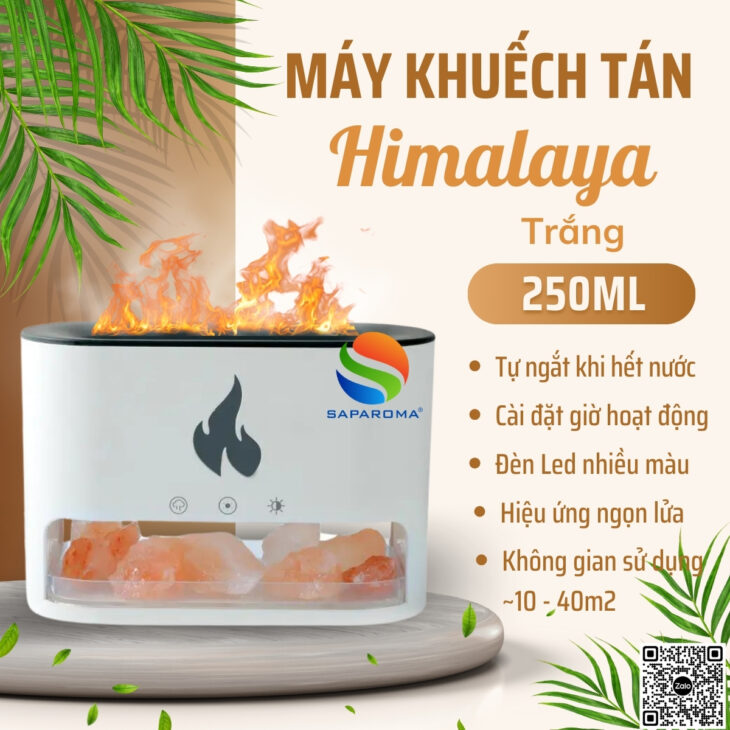 Máy khuếch tán tinh dầu SAPAROMA hiệu ứng lửa, led nhiều màu kèm điều khiển, thơm phòng, bù ẩm