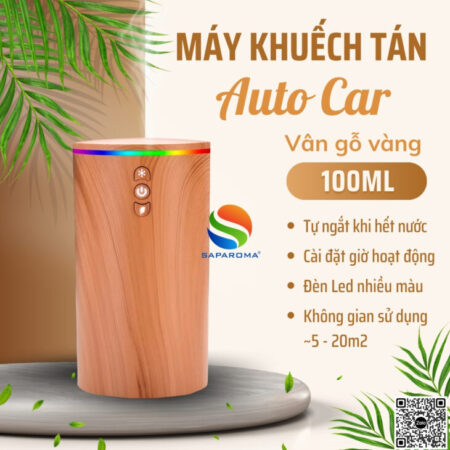 Máy khuếch tán tinh dầu SAPAROMA đèn Led 7 màu, hỗ trợ khử mùi thơm xe ô tô, sạc type C tiện lợi