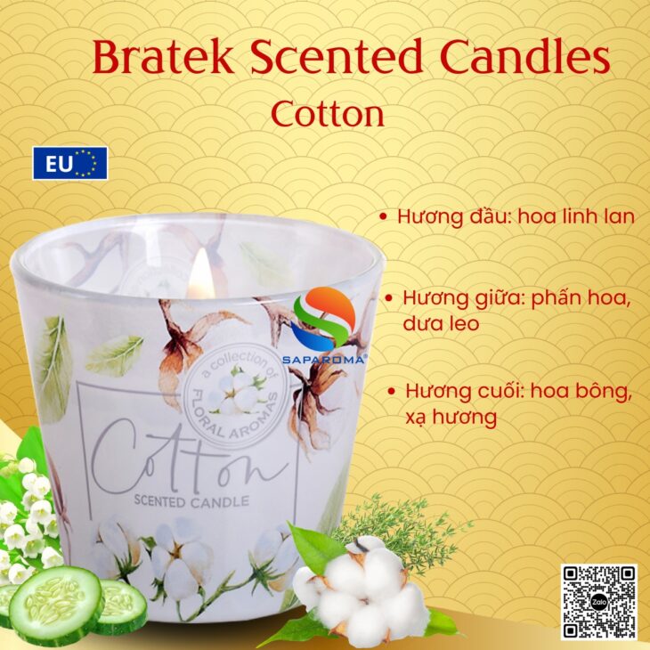 Nến thơm Bartek Candles 115g, hỗ trợ khử mùi, thơm phòng, decor trang trí, hàng chính hãng EU