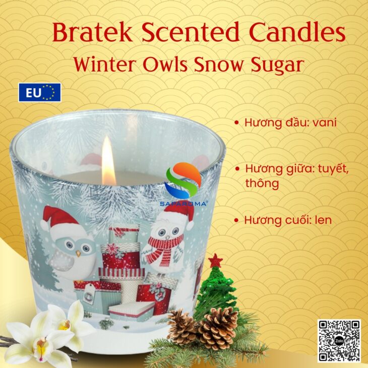 Nến thơm Bartek Candles 115g, hỗ trợ khử mùi, thơm phòng, decor trang trí, hàng chính hãng EU