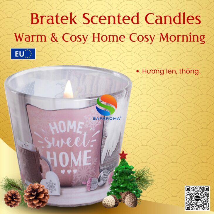 Nến thơm Bartek Candles 115g, hỗ trợ khử mùi, thơm phòng, decor trang trí, hàng chính hãng EU