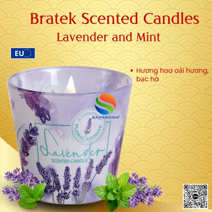 Nến thơm Bartek Candles 115g, hỗ trợ khử mùi, thơm phòng, decor trang trí, hàng chính hãng EU