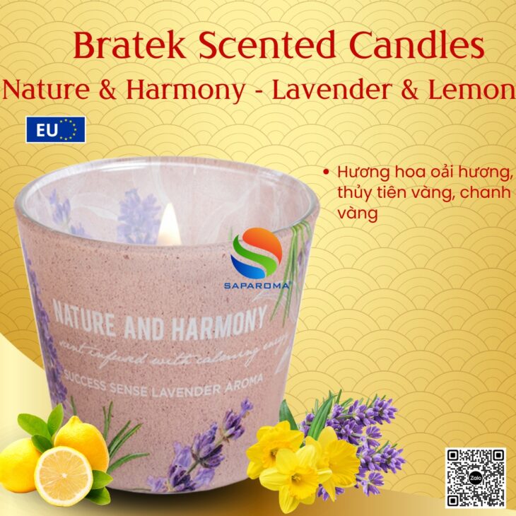 Nến thơm Bartek Candles 115g, hỗ trợ khử mùi, thơm phòng, decor trang trí, hàng chính hãng EU
