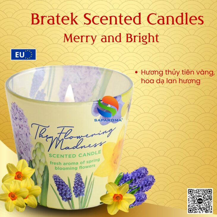 Nến thơm Bartek Candles 115g, hỗ trợ khử mùi, thơm phòng, decor trang trí, hàng chính hãng EU