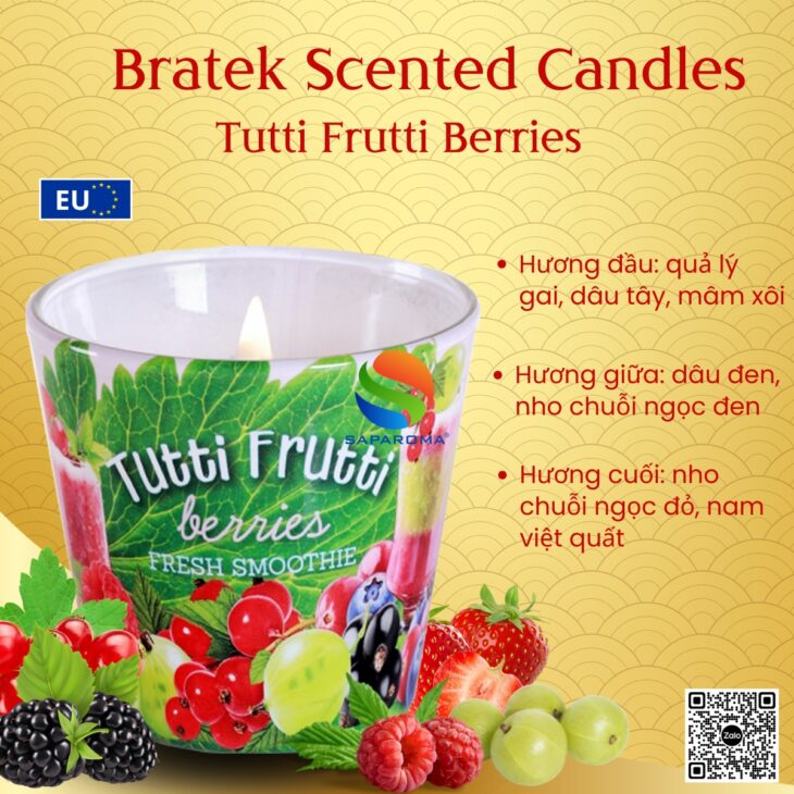 Nến thơm Bartek Candles 115g, hỗ trợ khử mùi, thơm phòng, decor trang trí, hàng chính hãng EU