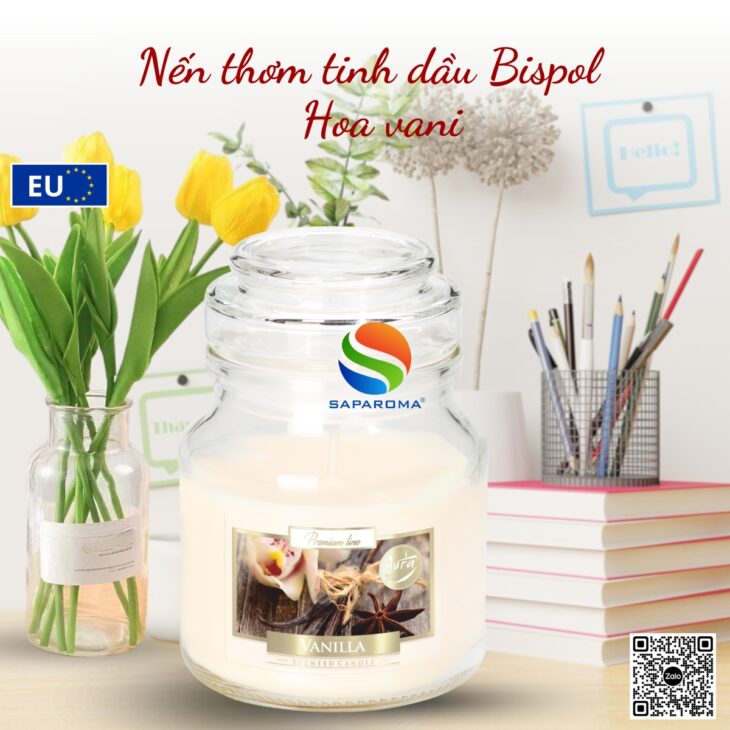 Nến thơm cao cấp Bispol 120g nhập khẩu chính hãng EU, hỗ trợ khử mùi, thơm phòng, quà tặng ý nghĩa