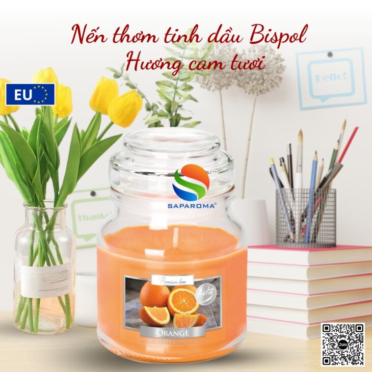 Nến thơm cao cấp Bispol 120g nhập khẩu chính hãng EU, hỗ trợ khử mùi, thơm phòng, quà tặng ý nghĩa