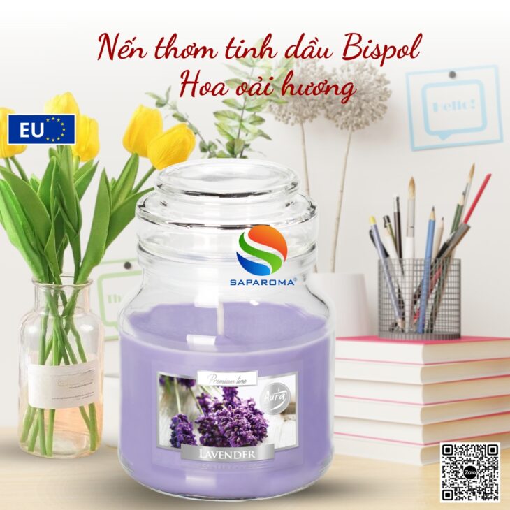 Nến thơm cao cấp Bispol 120g nhập khẩu chính hãng EU, hỗ trợ khử mùi, thơm phòng, quà tặng ý nghĩa