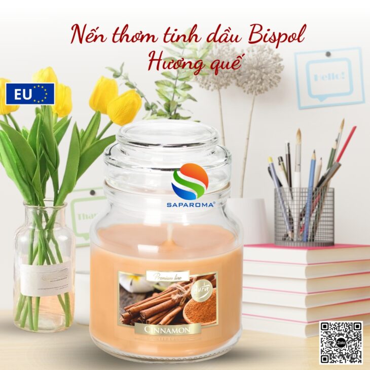Nến thơm cao cấp Bispol 120g nhập khẩu chính hãng EU, hỗ trợ khử mùi, thơm phòng, quà tặng ý nghĩa
