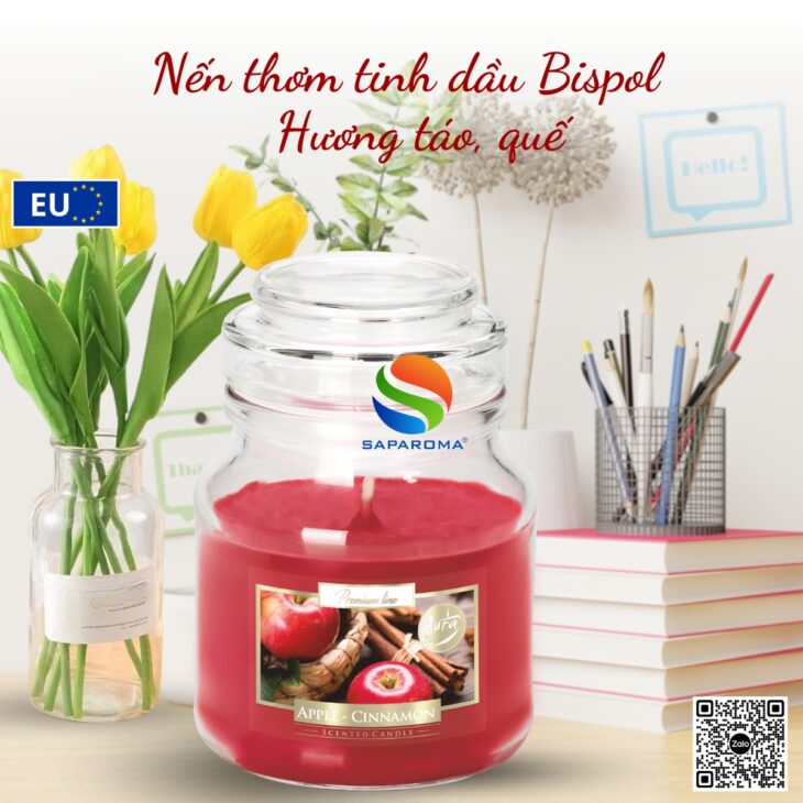 Nến thơm cao cấp Bispol 120g nhập khẩu chính hãng EU, hỗ trợ khử mùi, thơm phòng, quà tặng ý nghĩa