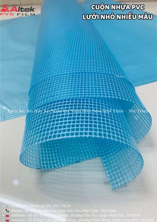 Màng nhựa pvc giá rẻ dạng cuộn, lưới nhỏ nhiều màu