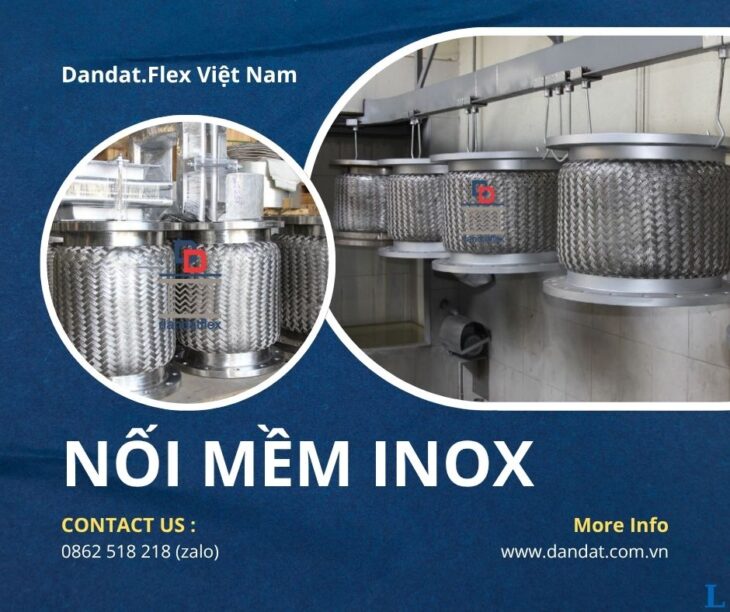 Khớp nối giảm chấn inox, Khớp nối mềm chống rung cho bơm công nghiệp, Khớp nối mềm inox nối bích