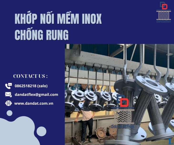 Khớp nối giảm chấn inox, Khớp nối mềm chống rung cho bơm công nghiệp, Khớp nối mềm inox nối bích