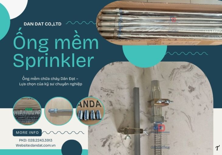 Ống nối mềm đầu phun sprinkler, ống mềm sprinkler PCCC, dây mềm kết nối đầu phun sprinkler