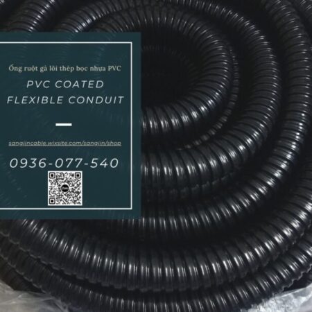 Ống ruột gà lõi thép bọc nhựa đen PVC luồn dây điện phi 1-1/4″ (ID31 – OD39), Flexible conduit