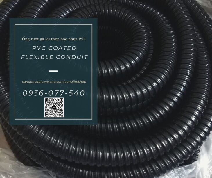 Ống ruột gà lõi thép bọc nhựa đen PVC luồn dây điện phi 1-1/4″ (ID31 – OD39), Flexible conduit