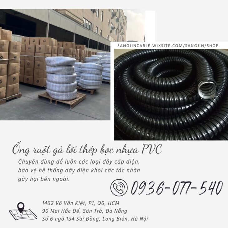 Ống ruột gà lõi thép bọc nhựa đen PVC luồn dây điện phi 1-1/4″ (ID31 – OD39), Flexible conduit