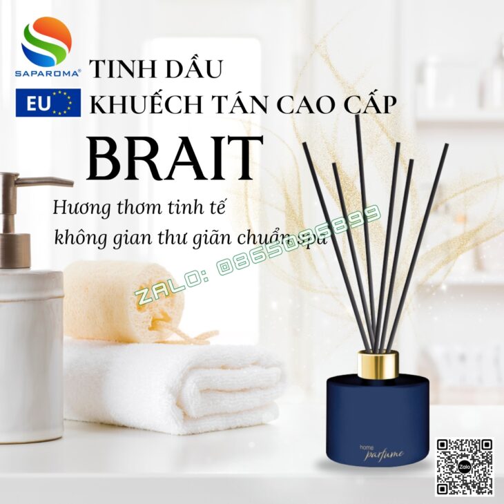 Tinh dầu khuếch tán que mây cao cấp BRAIT 100ml thơm phòng, sang trọng, nhập khẩu chính hãng Châu Âu