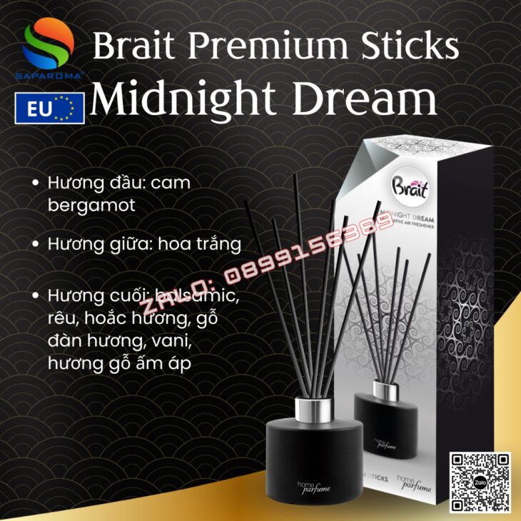 Tinh dầu khuếch tán que mây cao cấp BRAIT 100ml thơm phòng, sang trọng, nhập khẩu chính hãng Châu Âu