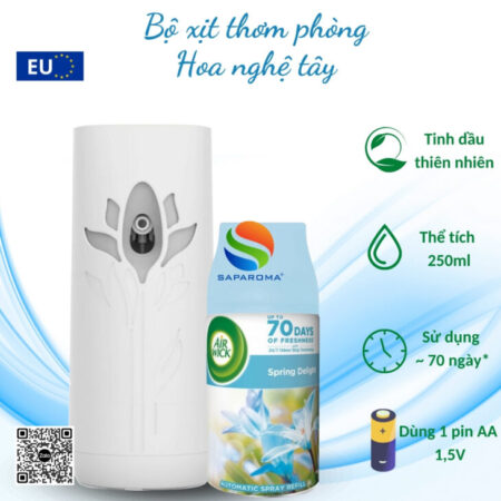 Bộ xịt tự động thơm phòng Air Wick 250ml – nhập khẩu chính hãng EU, hỗ trợ khử mùi
