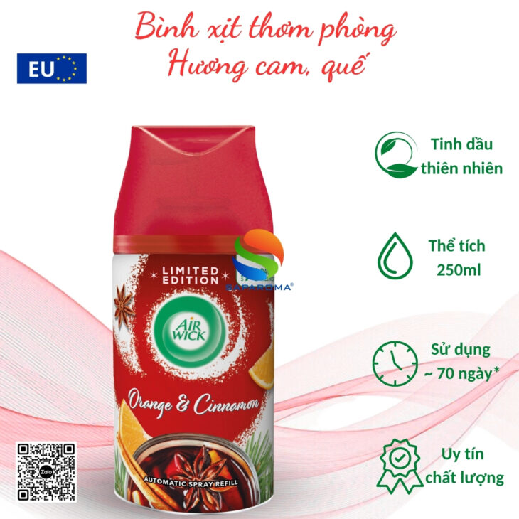 Bình xịt tinh dầu thiên nhiên Air Wick 250ml – nhập khẩu chính hãng EU, hỗ trợ khử mùi, thơm phòng