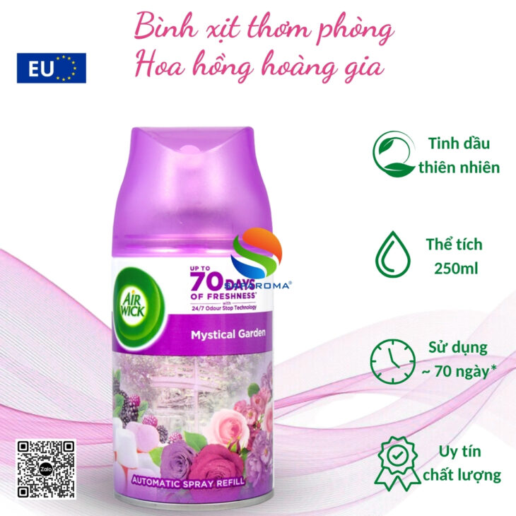 Bình xịt tinh dầu thiên nhiên Air Wick 250ml – nhập khẩu chính hãng EU, hỗ trợ khử mùi, thơm phòng
